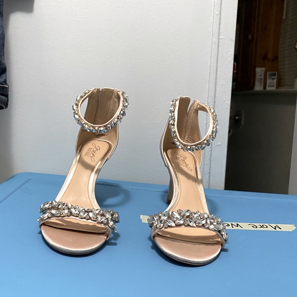 Badgley Mischka Champagne Embellished Heels